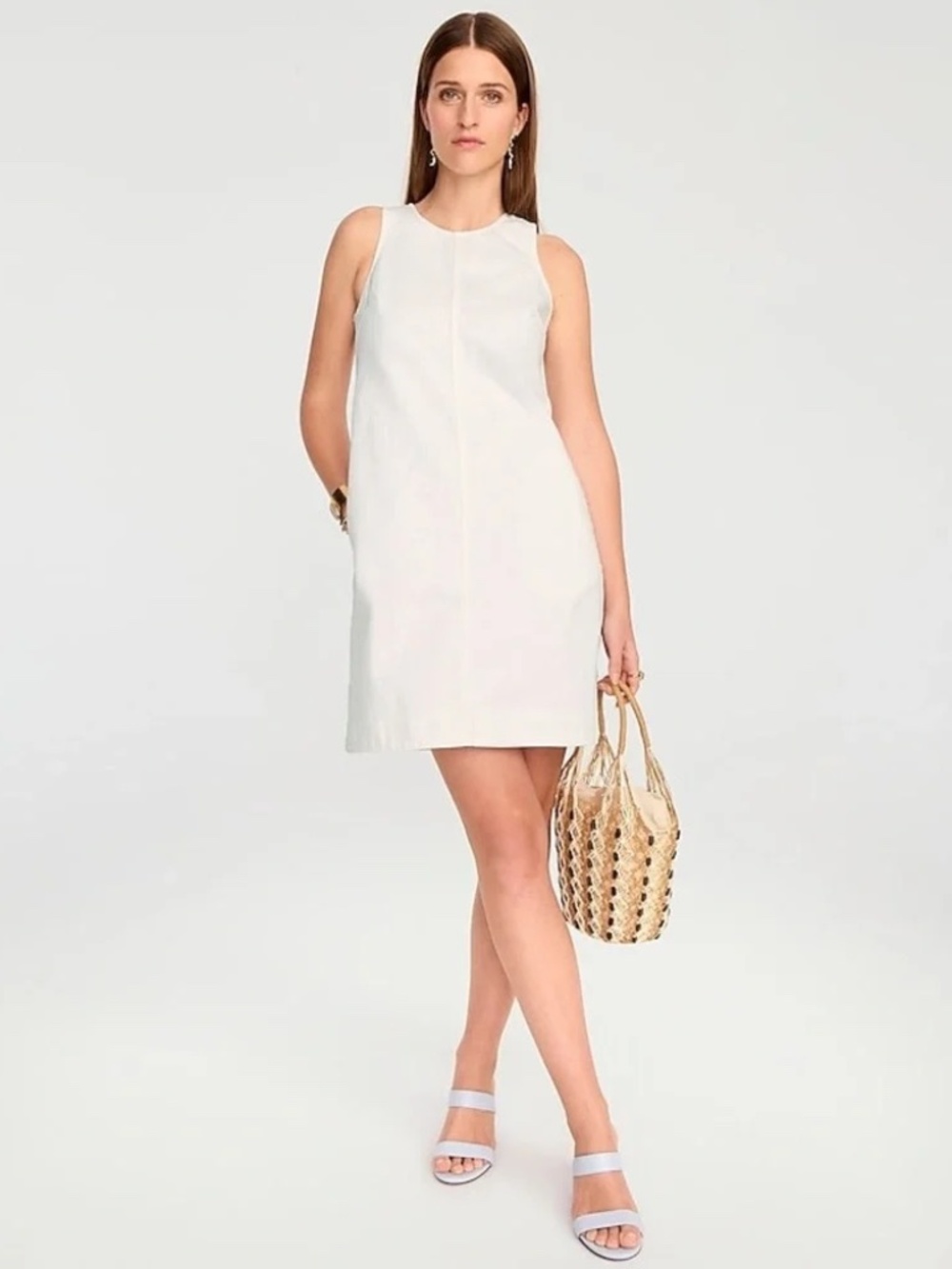 J.Crew White Denim Button-Back Shift Dress Size 6